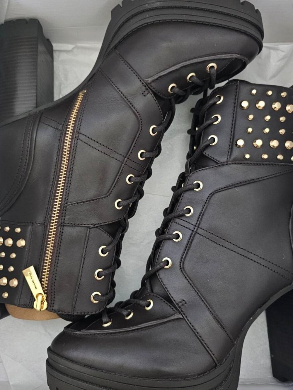 Michael Kors YVONNE Studded Leather Boots Size 9.5M NEW